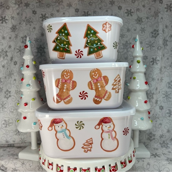 Christmas Themed Trio Nesting Food Storage Container - Snowman - Gingerbread - Picture 3 of 10